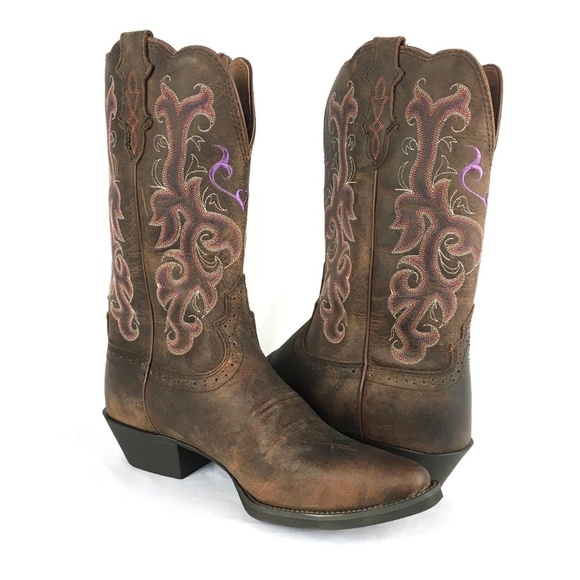 Justin Boots Shoes - Justin Puma Cowboy Boots Womens 7 B Casual Western